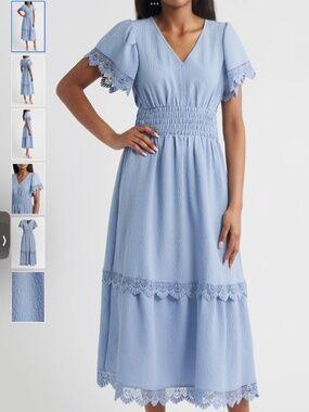 Bobeau Lace Flutter Sleeve Maxi Dress, size XL